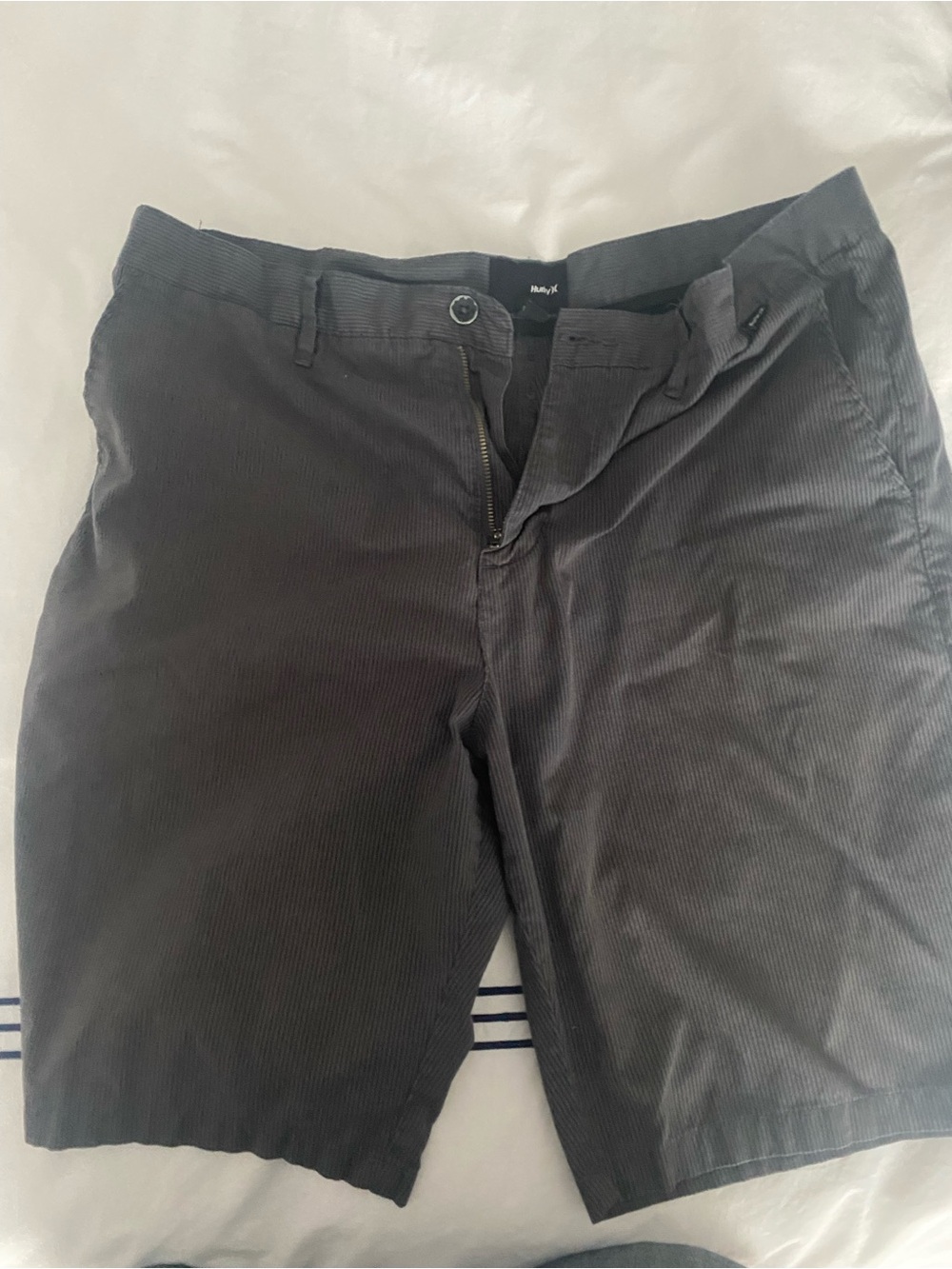 Hurley Charcoal-Gray Striped Shorts 36